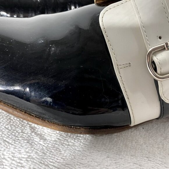 John Fluevog Two Tone Blk & Wht Patent Leather The Gateways Johnston Monkstrap 8 - Picture 11 of 15